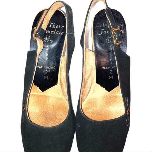 Vintage Italian “Sole There” Famolare Black Suede High Heels Size7 Made in Italy - Picture 6 of 13